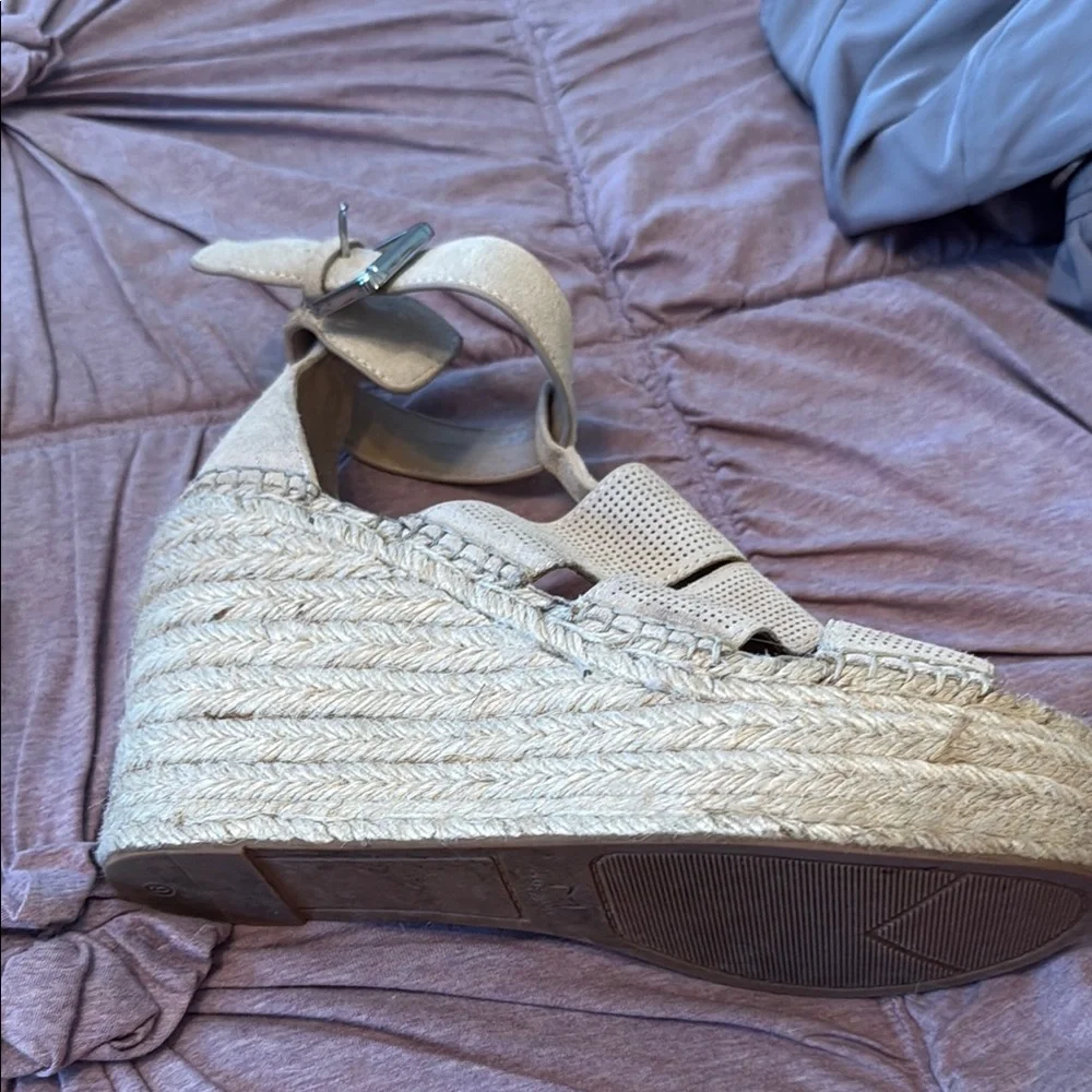 Marc Fisher Mladore Tan Wedge Sandals in suede- worn a few‎ times. 145 retail